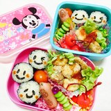 ニコちゃん海苔巻きとコロコロ焼唐揚げお弁当♡